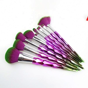 9Pcs Red Glitter Diamond Makeup Brushes Set Foundation Blending Power Rainbow Eyeshadow Brush