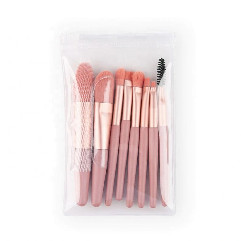 Factory Wholesale 8Pcs Wooden Makeup Brush Cosmetic Make Up Brushes Pink Blue Grey Yellow Matte Wood Handle Set