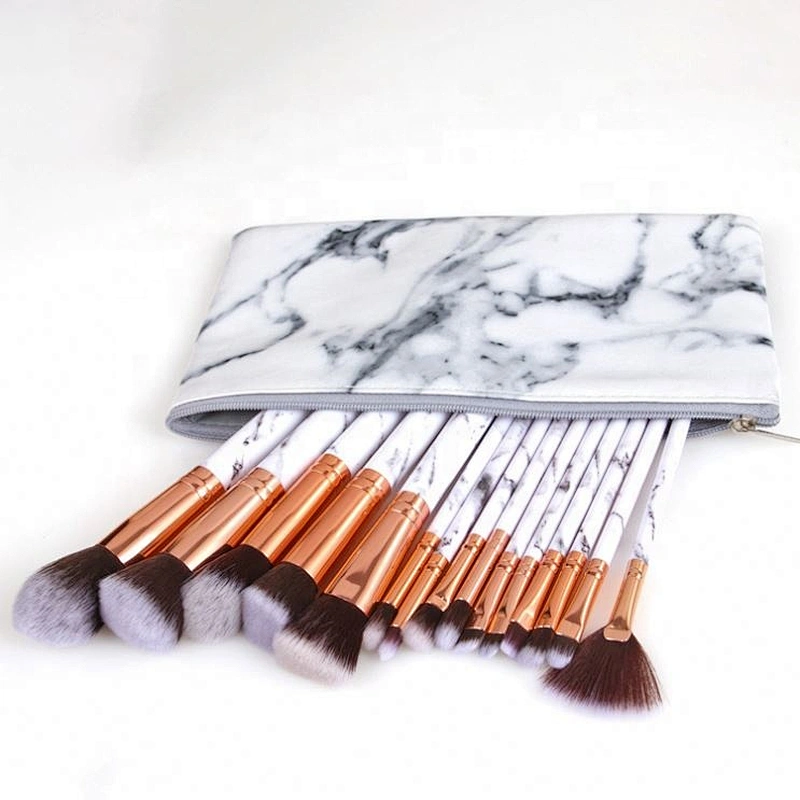 Low MOQ 15Pcs Free Sample Marble Handle Makeup Brushes Set