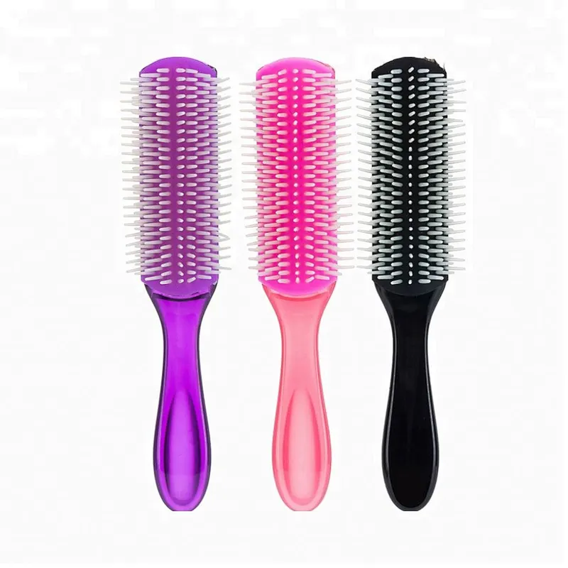 Wholesale Custom Logo Plastic Denman 9 Rows Hair Detangling Brush