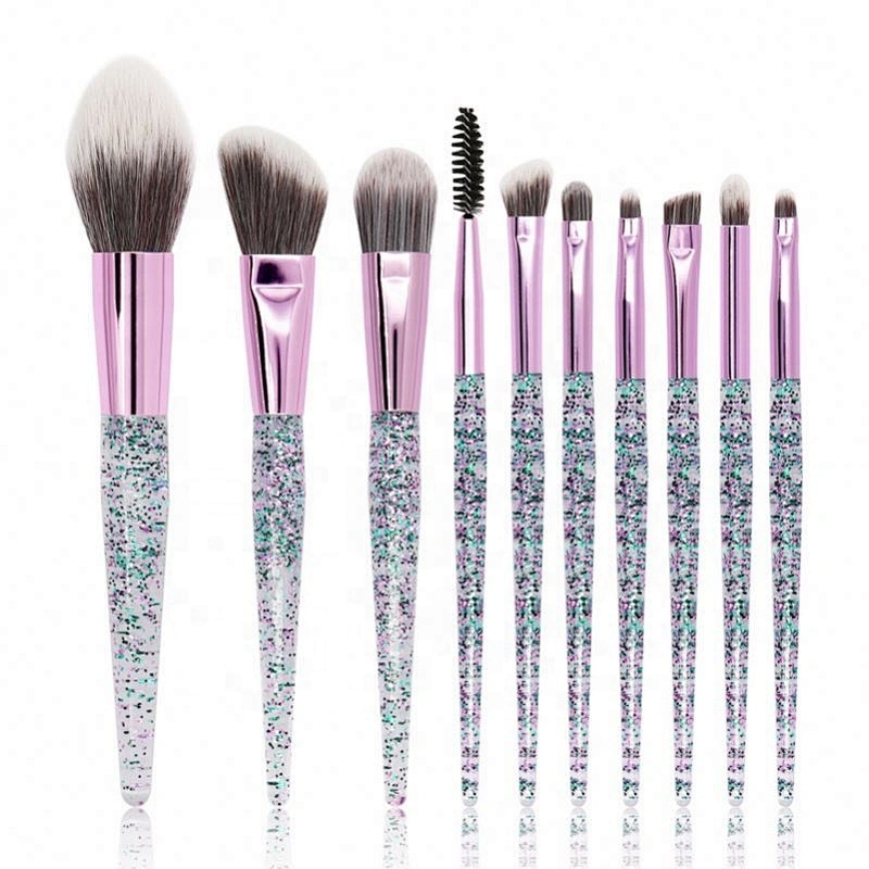 10 Pcs Crystal Colorful Makeup Brush Set Handle Powder Custom Logo Make Up