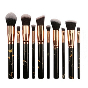 10 Pcs Marble Plastic Handle Soft Hair Makeup Brush Set Custom