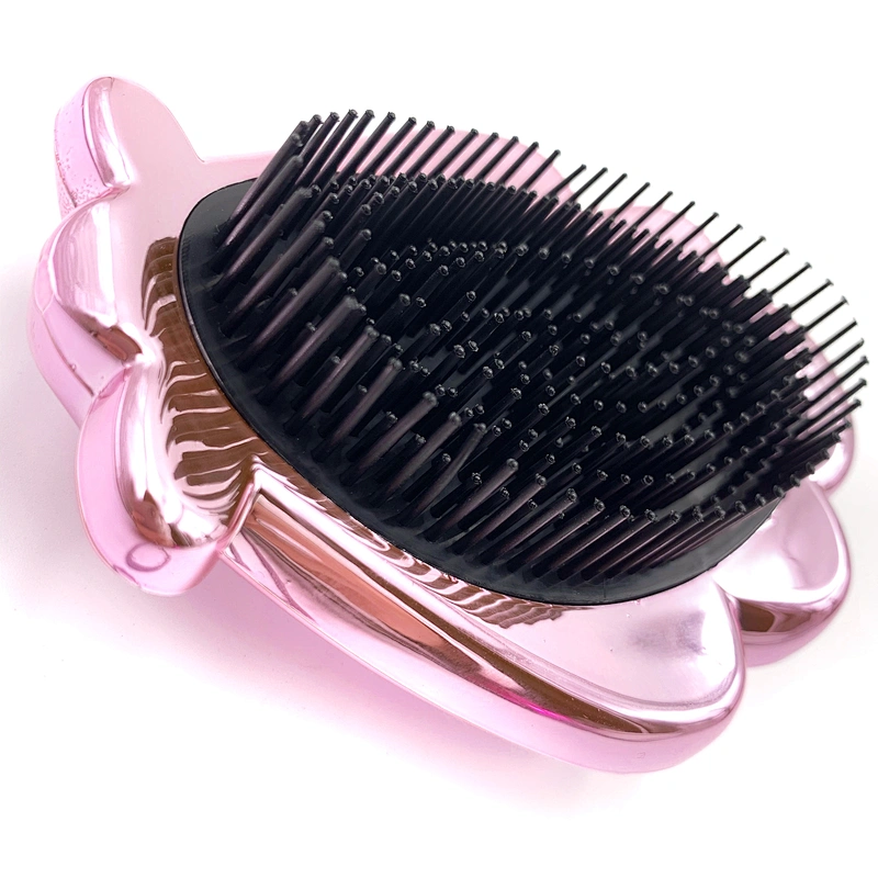 2020 New Design Shell Shape Plastic Travel Portable Cute Private Label Detangling Bling Hair Brush