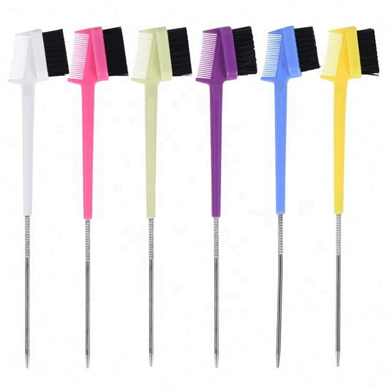Mini Soft Bristle Private Label Double Sided Metal Tail Hair Edge Brush For Women Beauty Styling