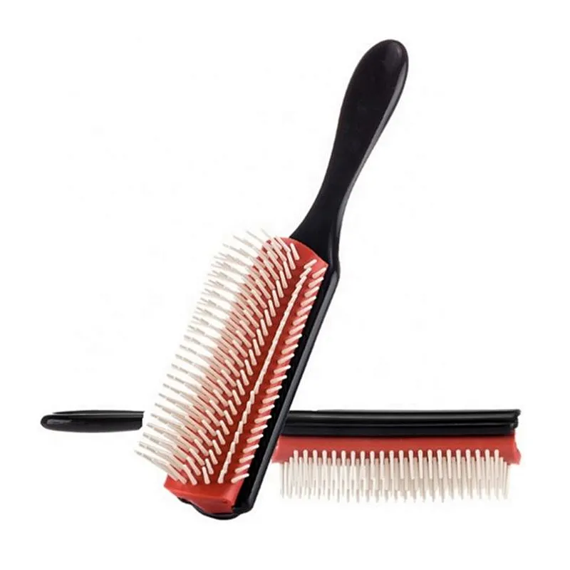 Amazon Hot Sell Personalized Nylon Bristles Detangling Hair Brush 9 Row Denman