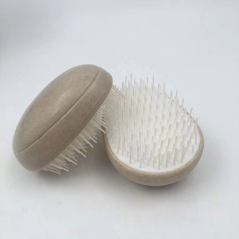 Eco Friendly Biodegradable Wheat Straw Plastic Egg Shape Tangle Tezer Detangling Scalp Massage Hair Brush For Curly