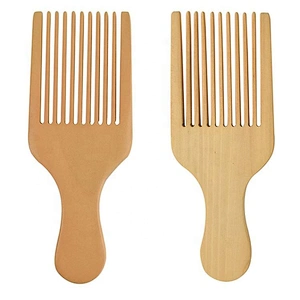 natural safety biodegradable Wooden Afro Hair Pick Lift Hair Comb 100% recyclable Scalp Massage wood Detangling Comb