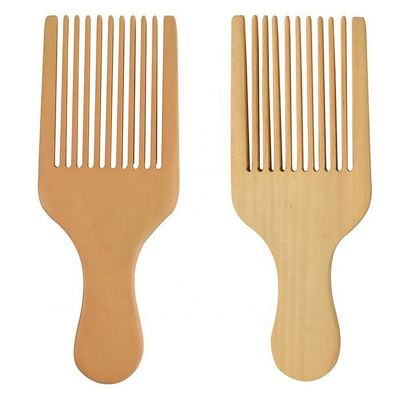 natural safety biodegradable Wooden Afro Hair Pick Lift Hair Comb 100% recyclable Scalp Massage wood Detangling Comb
