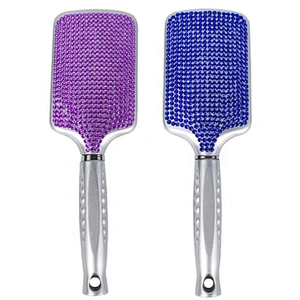 Custom Logo Luxury Handmade Crystal Paddle Brush Air Cushion Rhinestone Bling hair brush For Women