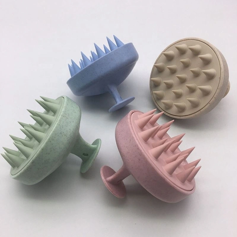 Factory Customized Logo Gifts Handle Wheat Straw Hair Detangling Comb Silicone Scalp Massage Shampoo Brush