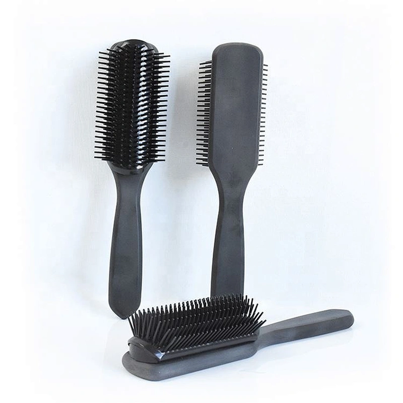 OEM Large Paddle 9 Row Cushion Hair Denman Styling Brush detangling hair brush set With Hard Nylon bristle