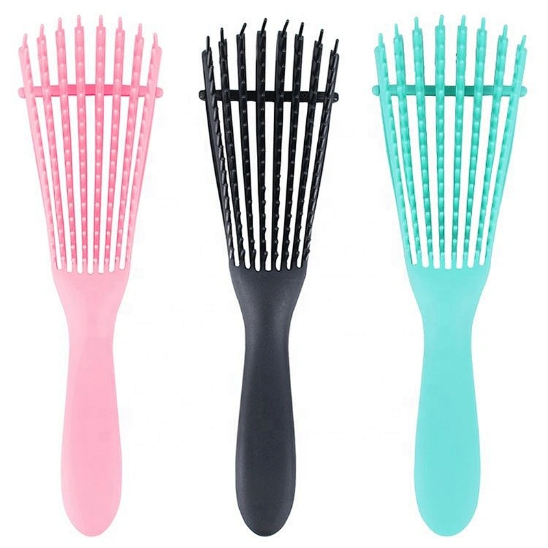 Custom Logo Eight Moving Arms Head Curve Vent Fast Drying Detangling Hair Brush for curly wig thick hair