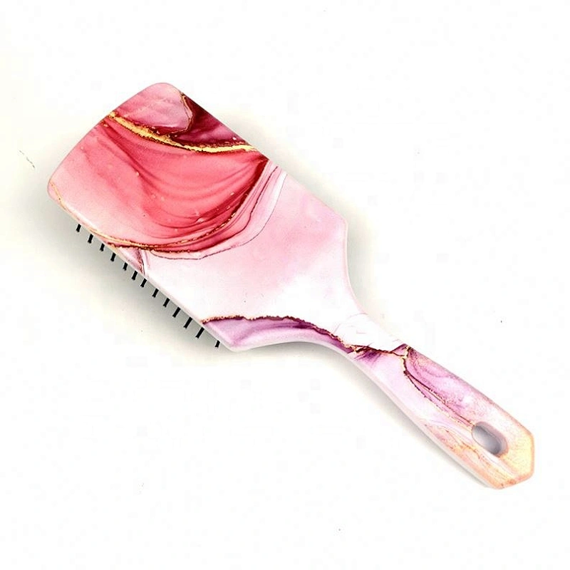 2020 New Design Marble Cushion Plastic Hair Brush Private Label Detangle Magic Paddle