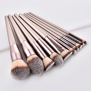 10Pcs Cosmetic  Make Up Brush Champagne Color Makeup Brushes Set