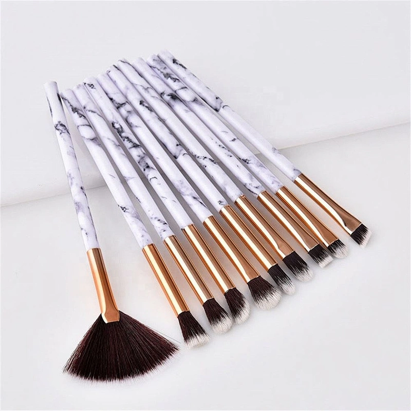 Professnial Women Makeup Brushes Extremely Soft Brush Set 10Pcs Foundation Powder Marble Make Up Tools