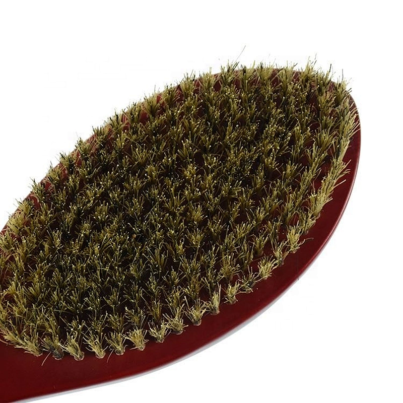 Anti static mens beard grooming kit shaving wood boar bristle hair brush wave curved 360 wave brush