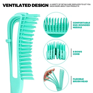 Private Logo One Piece Plastic Handle Styling Hair Brush Wet Detangling Flexible