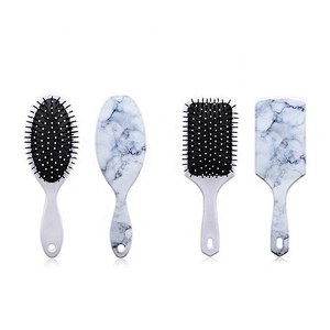 Small Order Detangling Cushion Hair Brush Massage Paddle Comb Customized Logo Marble Stripe