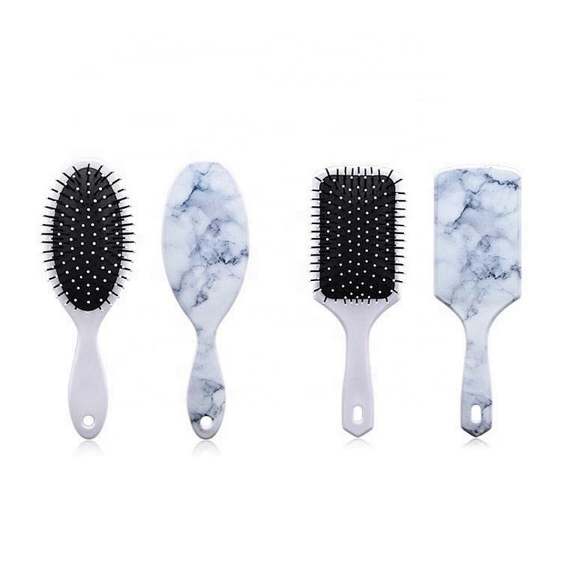 Small Order Detangling Cushion Hair Brush Massage Paddle Comb Customized Logo Marble Stripe