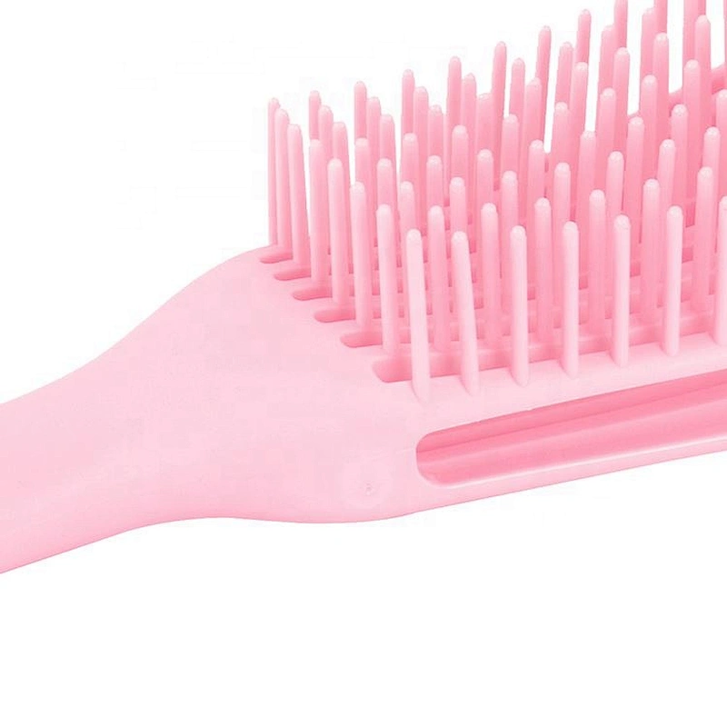 Customize private label flexible dry 8 rows hairdressing salon styling pink detangling hair brush