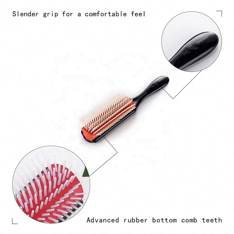 Personalized  Detachable Air Cushion Nylon Bristles 9 Row Denman Hair Brush For Man