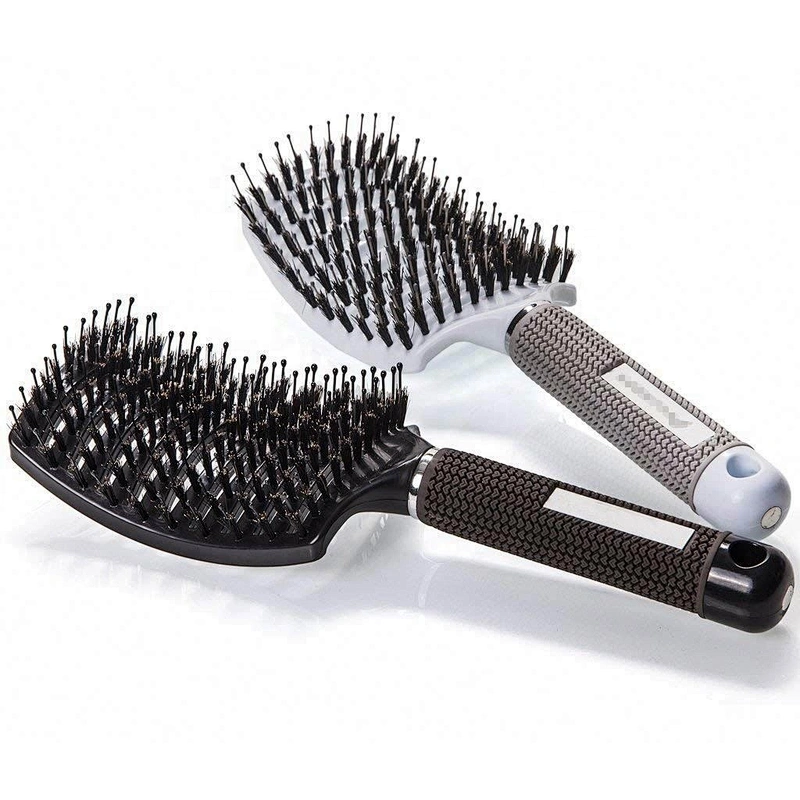 Boar Bristle Hair Brush,Curved Vented Professional Detangling Brush For Long,Thick,Thin Curly & Tangled Vent