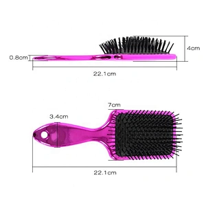 Hot sale ningbo middle size hair brush paddle electroplating golden adult hair brush