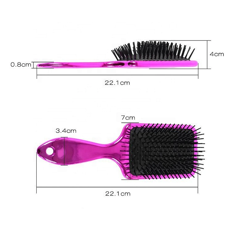 Hot sale ningbo middle size hair brush paddle electroplating golden adult hair brush