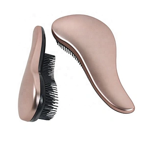 Wholesale popular comfortable OEM logo professional golden pink detangle hairbrush