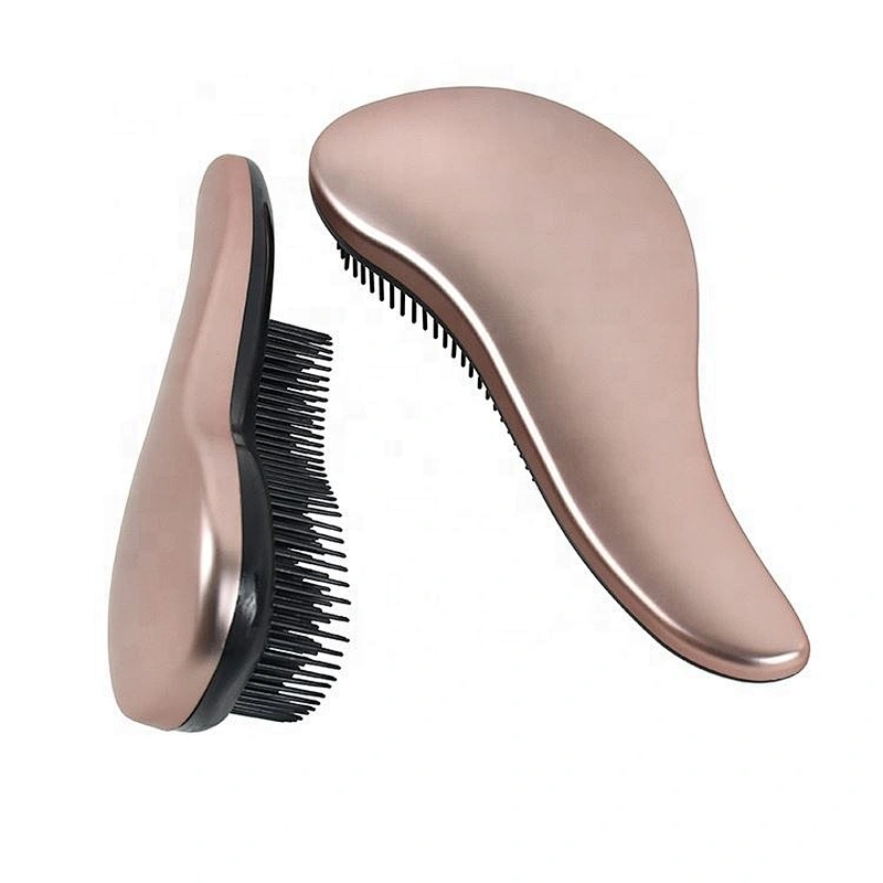 Wholesale popular comfortable OEM logo professional golden pink detangle hairbrush