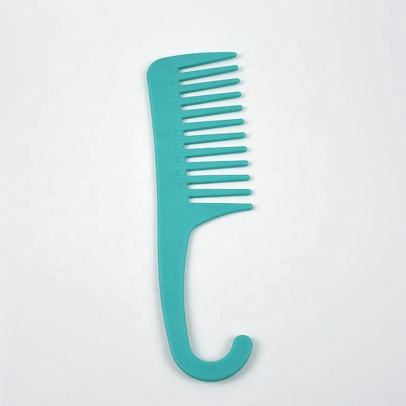 Mixed color customilized logo plastic wide tooth hanging shower detangling hair comb