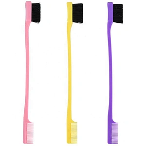 Wholesale custom private label cheap bedazzled double sided eyebrow comb edge control hair Brush