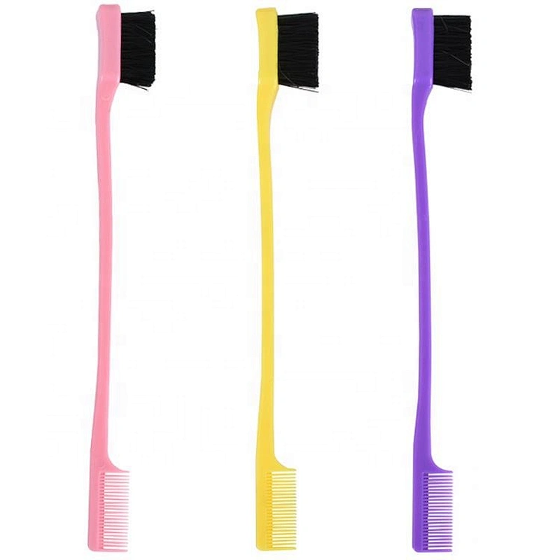 Wholesale custom private label cheap bedazzled double sided eyebrow comb edge control hair Brush