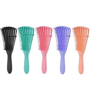 Black Wet/Dry Use Curved Comb Curly Anti-Static Labyrinth Detangle Flexible Vent Large Natural Hair Brush