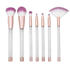 Handle Make up Brush Peacock Blue Private Label Bushes Cosmetic Makeup Set Fashionable Personalized Empty Crystal Fan Brush Face