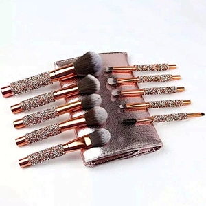 Custom Personalized Handmade 10 Pieces Diamond Handle Makeup Brush