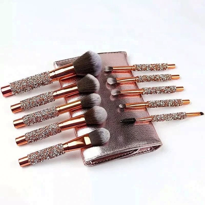 Custom Personalized Handmade 10 Pieces Diamond Handle Makeup Brush