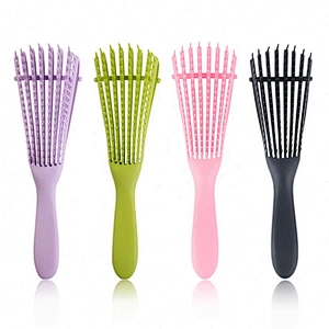 Amazon Hot Sale Custom Logo Women's Hair Detangling Brush Plastic 8 Rows Anti-Static Scalp Massage Fast Drying Hairbrush