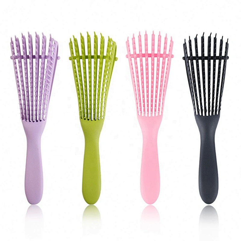 Amazon Hot Sale Custom Logo Women's Hair Detangling Brush Plastic 8 Rows Anti-Static Scalp Massage Fast Drying Hairbrush