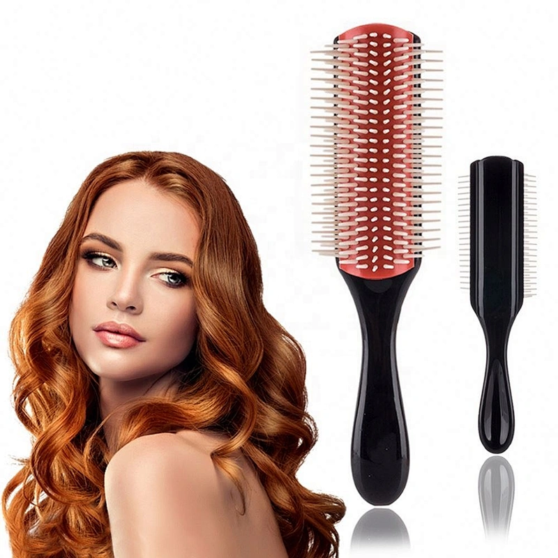 Personalized  Detachable Air Cushion Nylon Bristles 9 Row Denman Hair Brush For Man