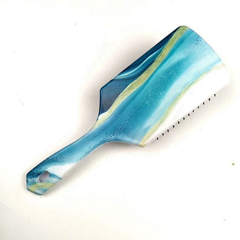 2020 New Design Marble Cushion Plastic Hair Brush Private Label Detangle Magic Paddle