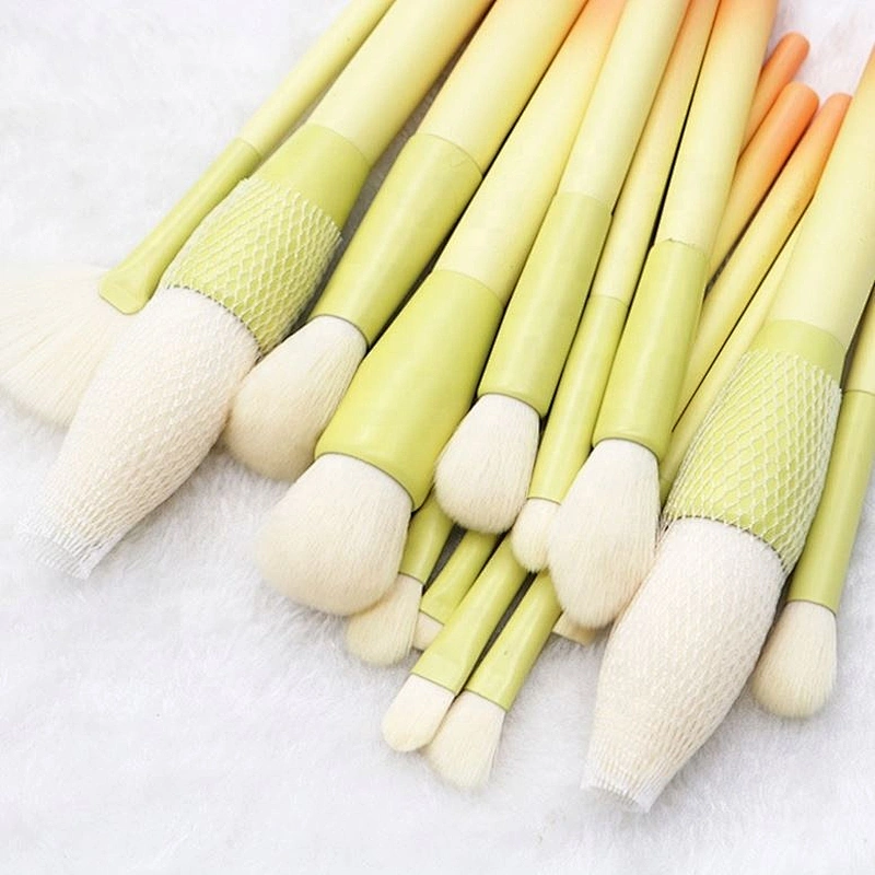14Pcs/Set Gradient Handle Makeup Brushes Soft Synthetic Hair Foundation Power Brush Set Facial Make Up Tools With Cosmetic Bag