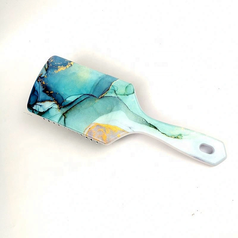 2020 New Design Marble Cushion Plastic Hair Brush Private Label Detangle Magic Paddle