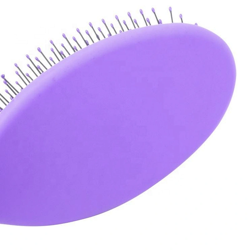Hot sale plastic material soft nylon hairbrush six colors private label oval wet massage hair brush