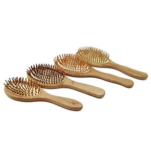 White Customized 2018 Selling Wig Eco Friendly Eco-friendly Bamboo Paddle Pins Brushes Wooden Half Round Hair Brush