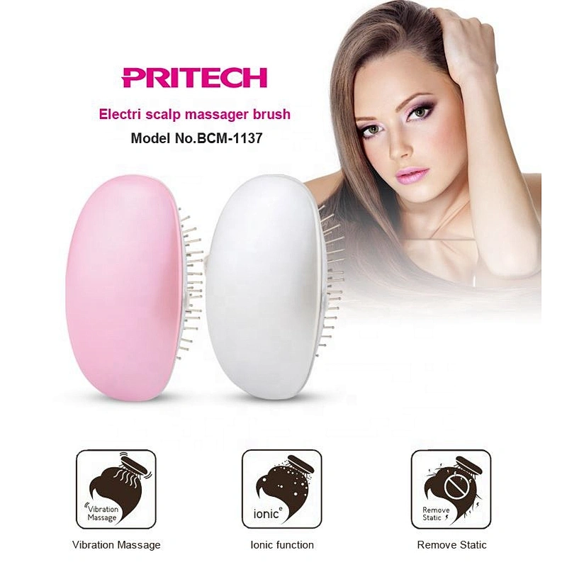 PRITECH Beauty Battery Operated Massager Comb Electric Ionic Hair Brush