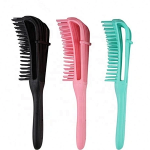 Custom Plastic Detangling Hair Brush Vent Curve 8 Rows Anti-Static Scalp