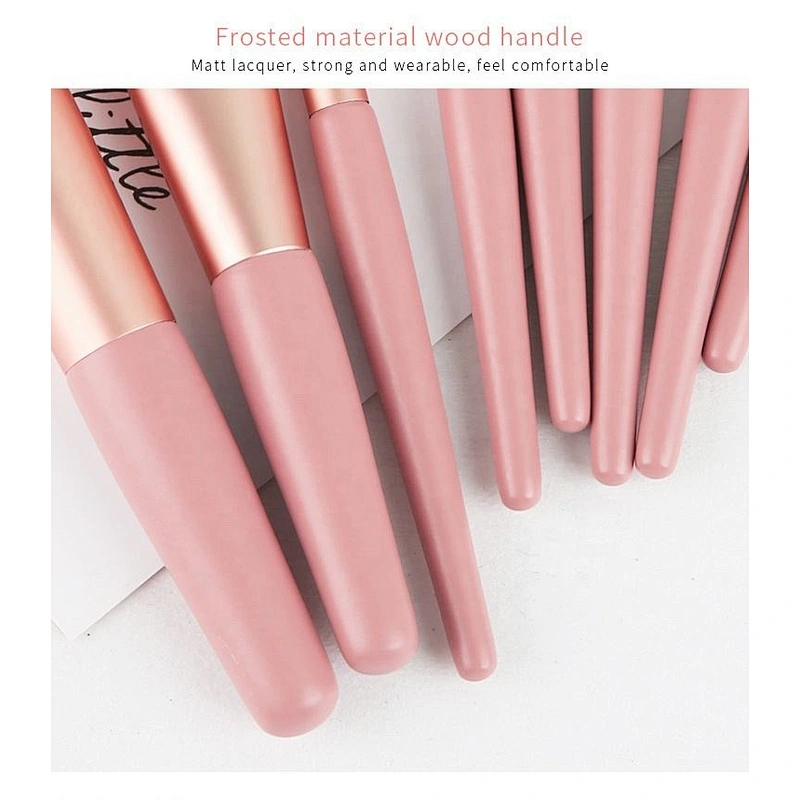 Factory Wholesale 8Pcs Wooden Makeup Brush Cosmetic Make Up Brushes Pink Blue Grey Yellow Matte Wood Handle Set