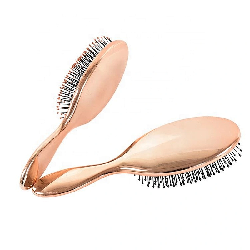 Electroplated brighter cover massage cushion rose gold detangle wet hair brush