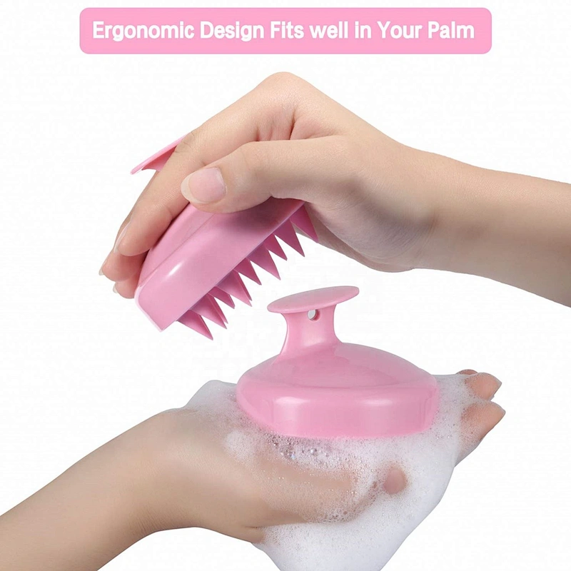 Private Logo Hair Shampoo Brush Head Scalp Massager Scrubber, Solid Silicone, Brushes Wet And Dry